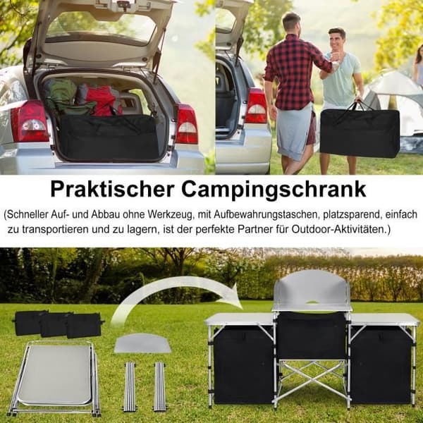 Campingmöbel - LZQ - Fällbar Skåp - Aluminiumkonstruktion - Vattentät - Transportväska Ingår