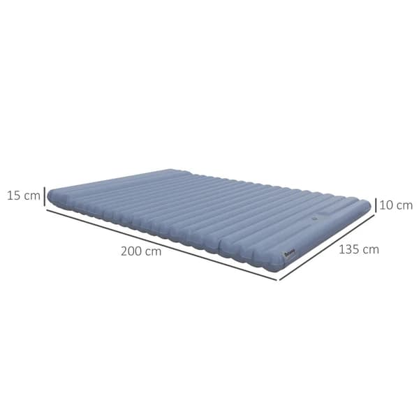 Rootz luftmadras - Inklusiv luftpumpe - Campingmadras - 1 pude - Vandtæt - Holdbart materiale - Bæretaske - 40D Nylon Tpu - Blå - 200L x 135W x 10H cm