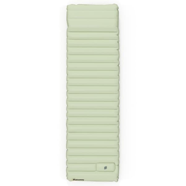 Rootz Camping Sovemåtte - Luftmadras - Vandafvisende luftseng - Fodpumpe - Bæretaske-camping - Vandtæt - TPU Coated Nylon - Grøn - 200L x 60W x 10H cm