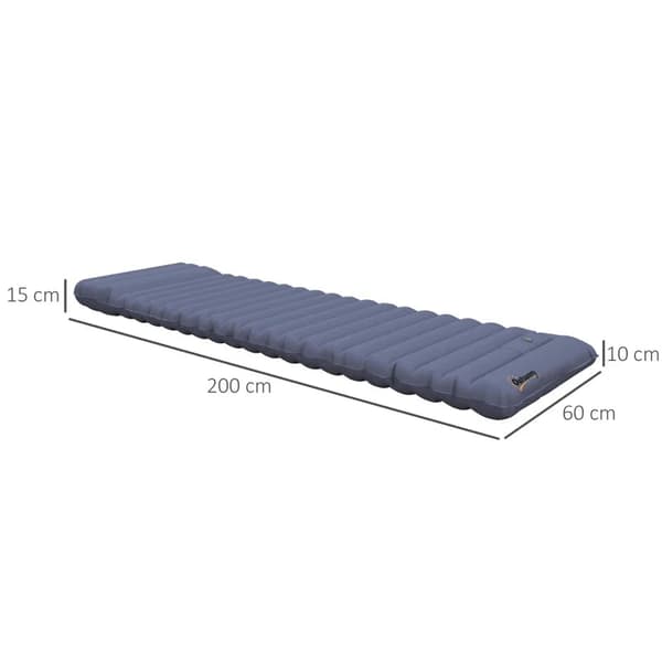 Rootz Campingmåtte - Luftmadras - Vandtæt - Fodpumpe - Rivefast - Vandtæt - Hurtig oppustning - TPU belagt nylon - Blå - 200L x 60W x 10H cm
