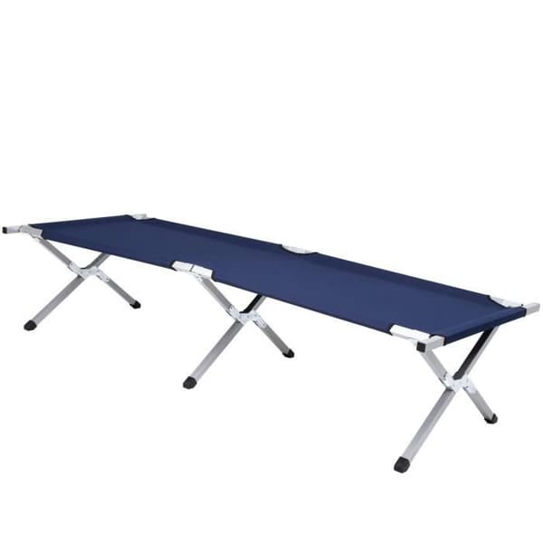Campingsäng - SPRINGOS - 74 x 190,5 cm - Max belastning 150 kg - Fällbar - Marinblå färg