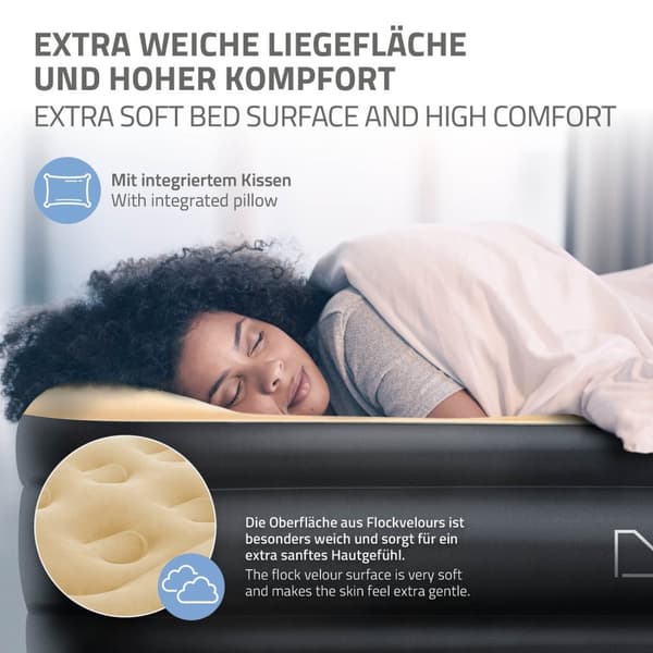 Luftmadras Luftmadras med indbygget luftpumpe til én person 196x97x47 cm Beige ML design