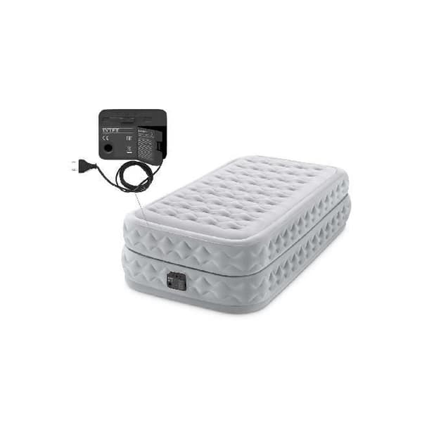 INTEX Supreme Air-Flow 1-sits madrass - Uppblåsbar säng - för inomhusbruk - PVC - Grå - 99x191x51 cm