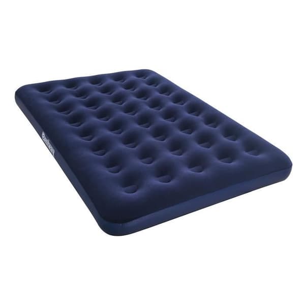 BESTWAY Horizon dubbelflockad uppblåsbar madrass + Sidewinder elektrisk pump + väska - 2-sits - Blå