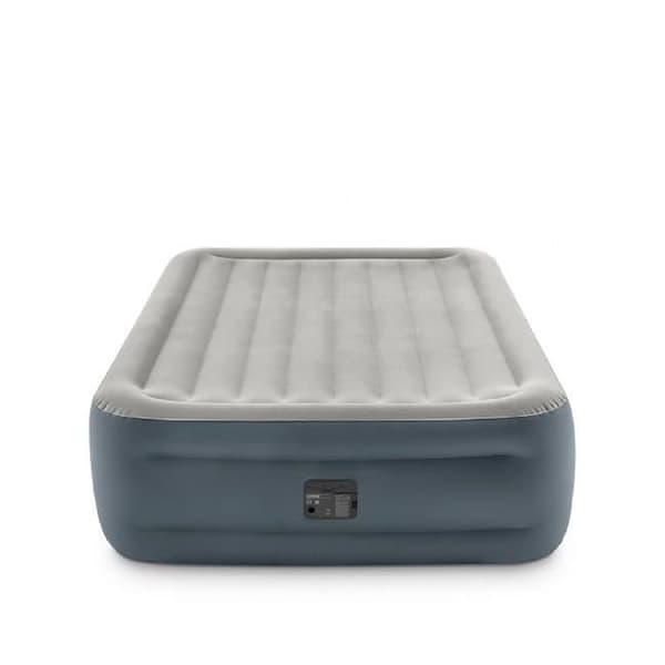 INTEX Essential Rest dubbelmadrass - Uppblåsbar säng - med elektrisk pump - för inomhusbruk - PVC - Grå - 152x203x46 cm