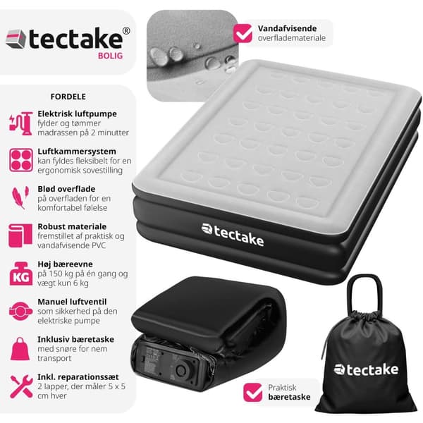 Oppustelig luftmadras AirDreams med elektrisk pumpe - 200 x 148 x 44 cm