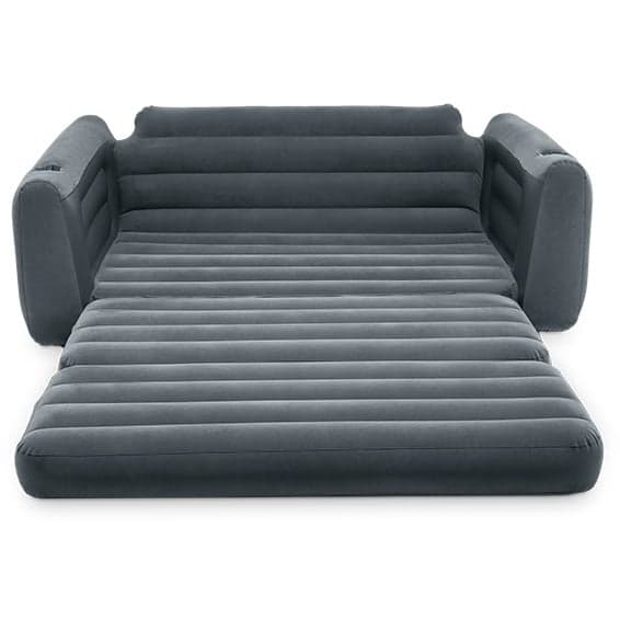 INTEX Kompakt Uppblåsbar Sofasäng för Festivaler & Camping - Grå Velour
