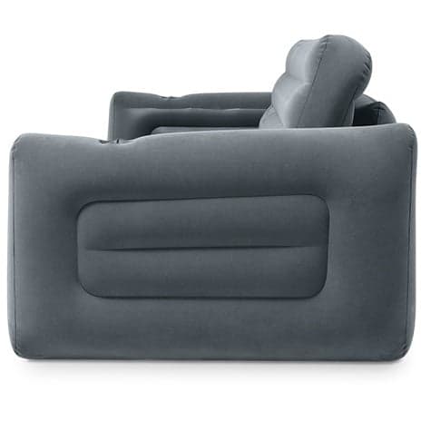 INTEX Kompakt Uppblåsbar Sofasäng för Festivaler & Camping - Grå Velour