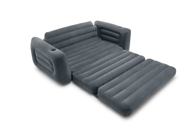 INTEX Queen Size Luftmadras med Fløjlstop & Bægerholdere - Konvertibel Sofaseng til Gæster