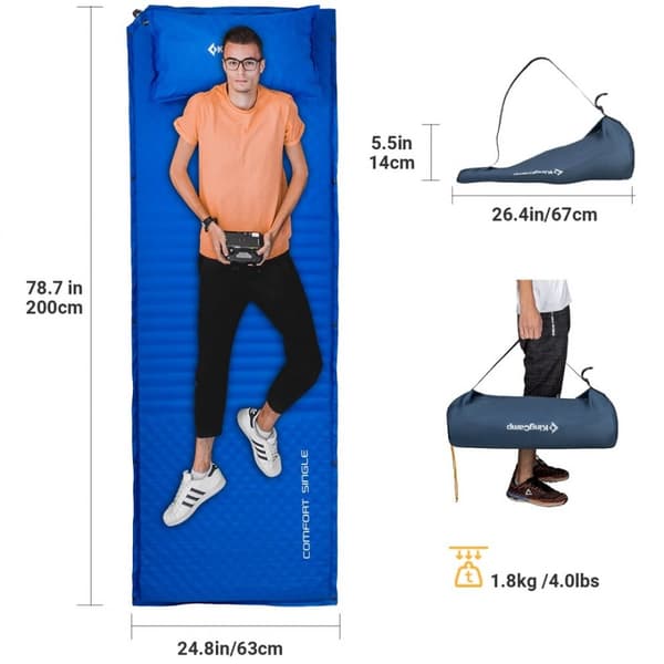 KINGCAMP Comfort Single Självuppblåsande matta 198 cm