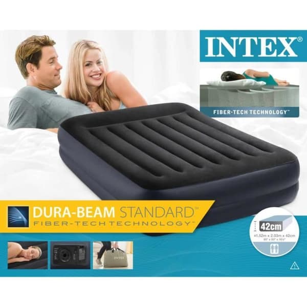 Intex uppblåsbara madrass med upphöjd kudde PVC 152 x 203 x 42 cm