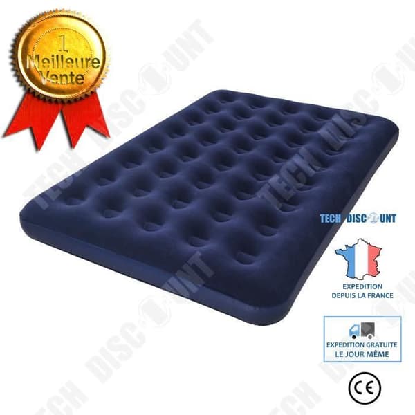 TD® Horizon Double Flocked Uppblåsbar Madrass - 2 platser - Blå / Vandringsutrustning - Camping uppblåsbar madrass