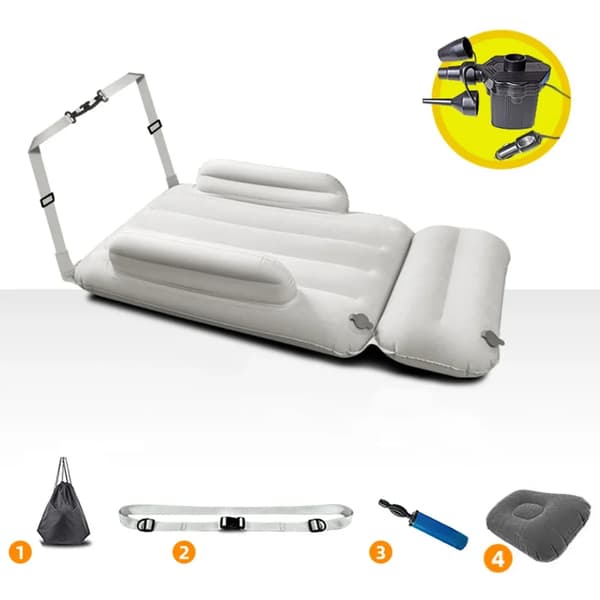 Oppustelig Rejsemadras, Inkluderer Bærepose, Ergonomisk Pude,B med 12V luftpumpe