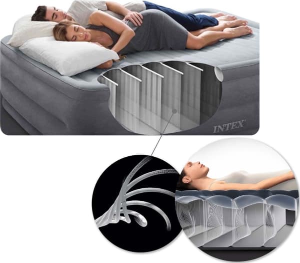Intex Downy luftmadrass med inbyggd fotpump 137x191x25 cm