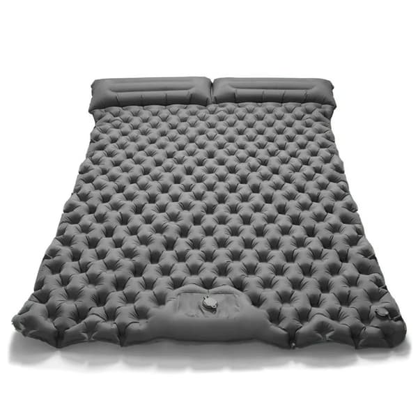 Inflatable Camping Mattress, Built-in Inflator Pump, Durable TPU Nylon,Grå