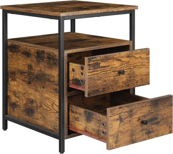 Förvaringsmöbel - OSKAR - LET067B01 - Rustik brun - 2 lådor - Loftstil