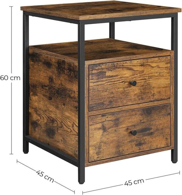 Förvaringsmöbel - OSKAR - LET067B01 - Rustik brun - 2 lådor - Loftstil