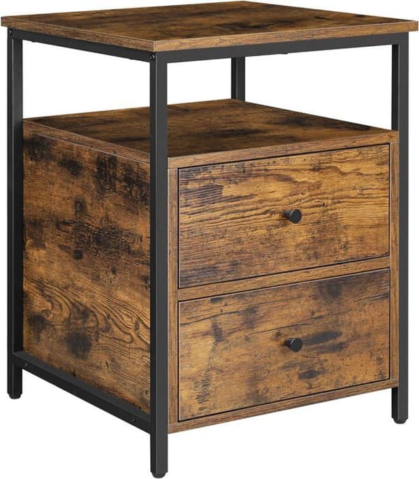 Förvaringsmöbel - OSKAR - LET067B01 - Rustik brun - 2 lådor - Loftstil