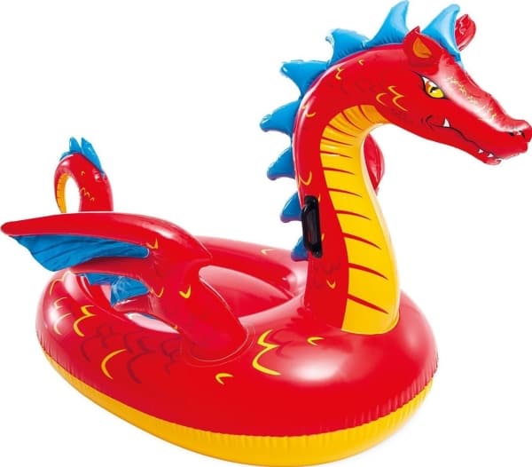 Intex Uppblåsbar madrass, drake, Intex, 198x173 cm, röd