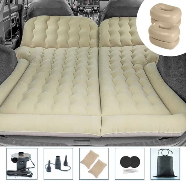 Bilmadrass Dubbelsäng XXL för BILCAMPING + PUMP Beige