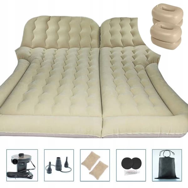 Bilmadrass Dubbelsäng XXL för BILCAMPING + PUMP Beige
