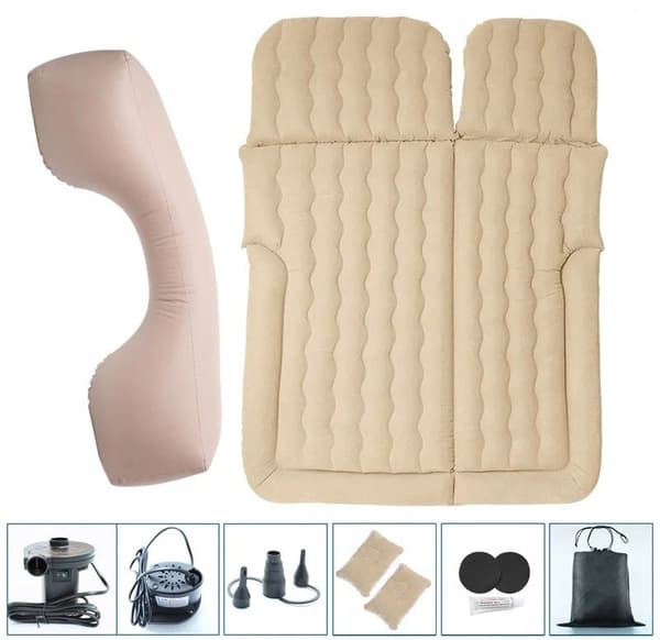 Bilmadrass Dubbelsäng XXL för BILCAMPING + PUMP Beige