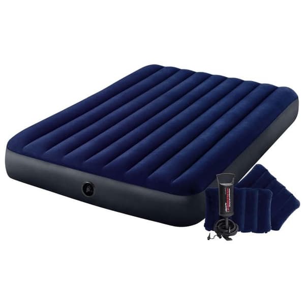 Uppblåsbar madrass - INTEX - Classic Downy - 2 platser - 152 x 203 x 51 cm - Manuell uppblåsare