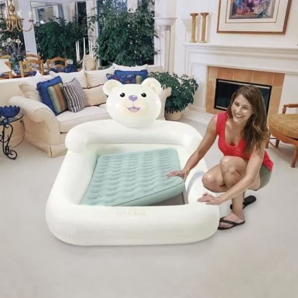 Uppblåsbar barnsäng - INTEX - 66814NP - Ourson modell med uppblåsare ingår