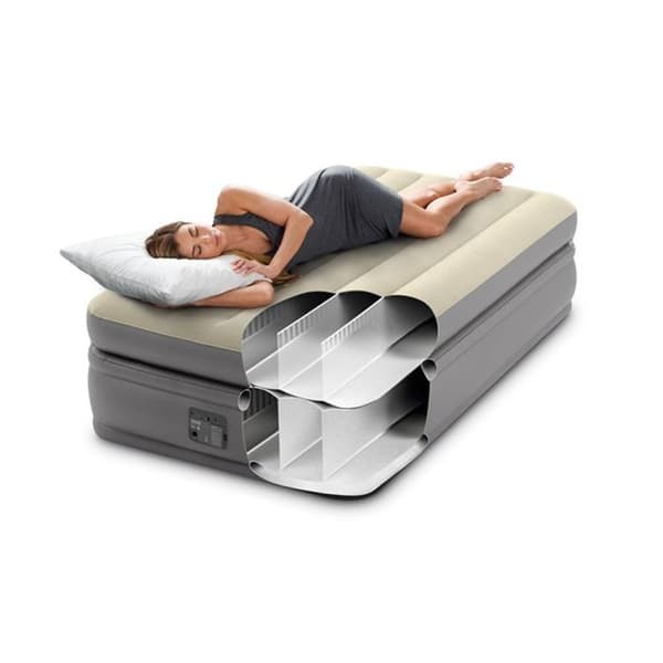 Intex Prime Comfort uppblåsbar madrass för 1 person 99x191x51 cm Grå med integrerad motorpump
