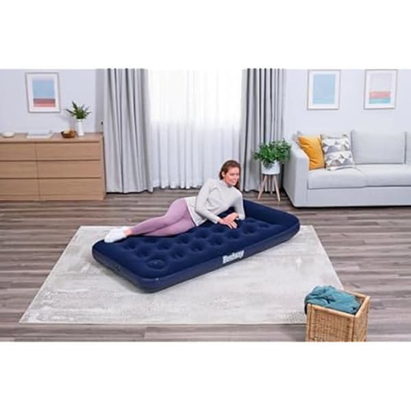 Bestway 1-sits uppblåsbar campingmadrass 1,88 m x 99 cm x 22 cm med integrerad fotpump
