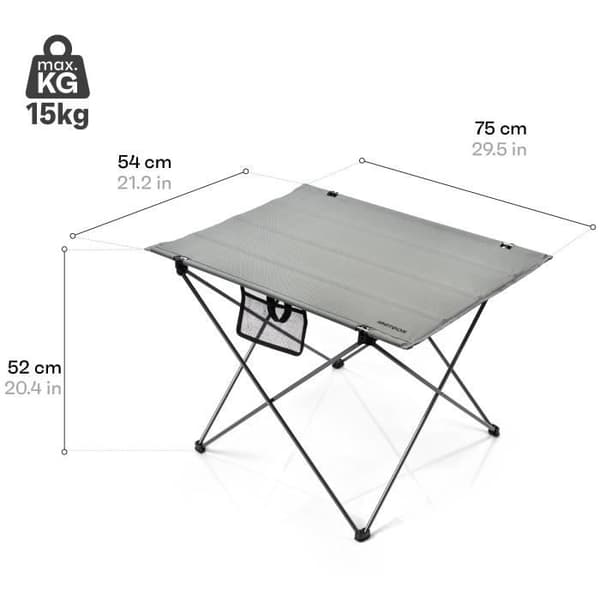Meteor Viator Grey Folding Tourist Camping Bord 75 x 54 x 52 cm