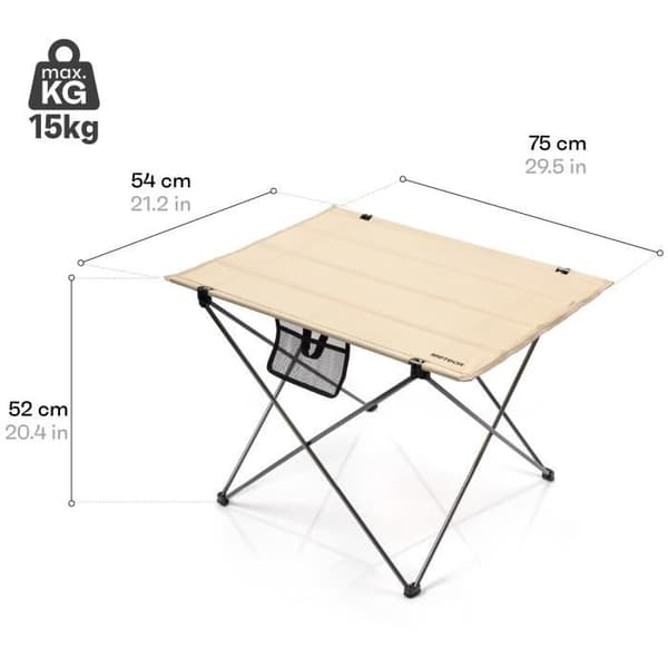 Meteor Viator Beige Folding Tourist Camping Bord 75 x 54 x 52 cm