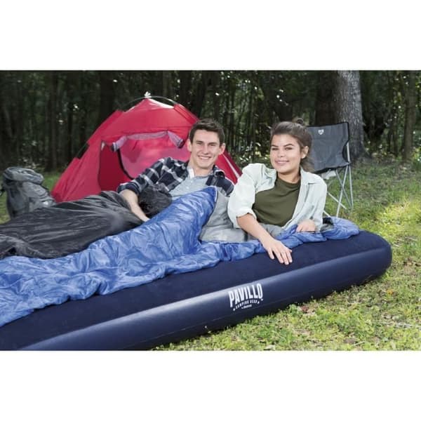 BESTWAY Horizon Queen Flocked Uppblåsbar Madrass - 2-sits - Blå