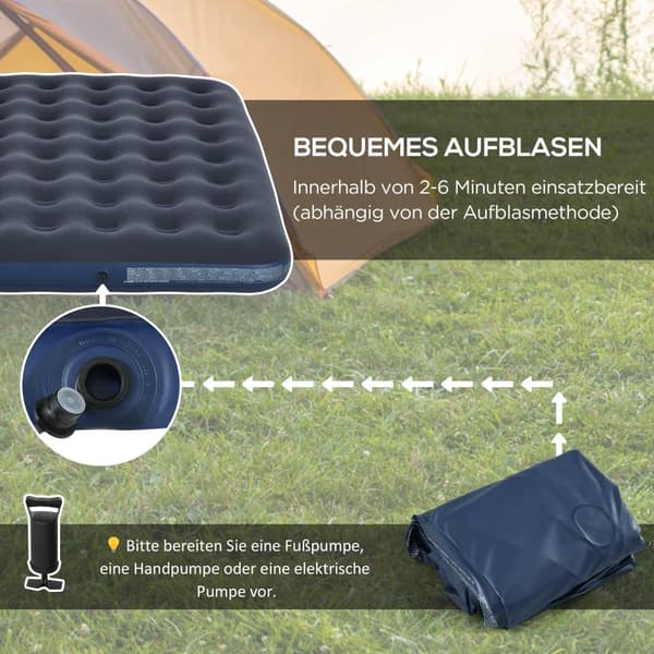 Hopfällbar Dubbel Campingbädd, 203x152x22 cm, Mörkblå