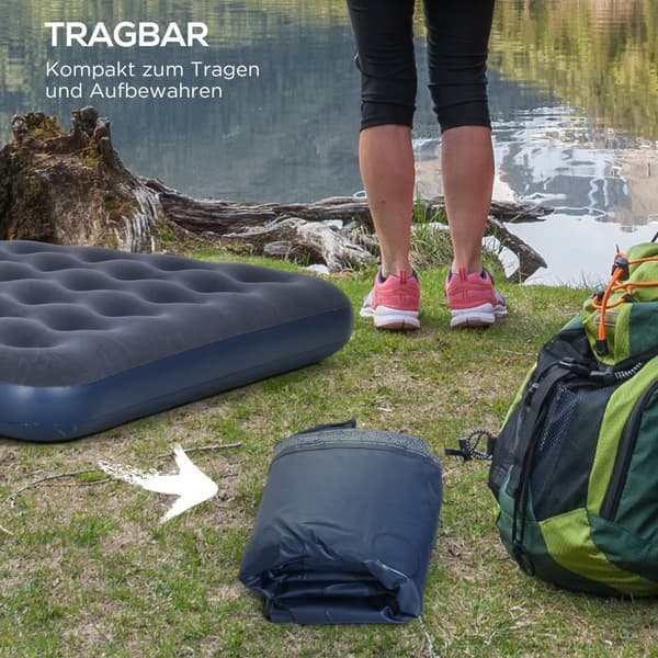 Hopfällbar Dubbel Campingbädd, 203x152x22 cm, Mörkblå