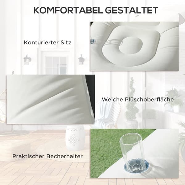 Uppblåsbar soffa, 125x100x87 cm, Ljusgrå