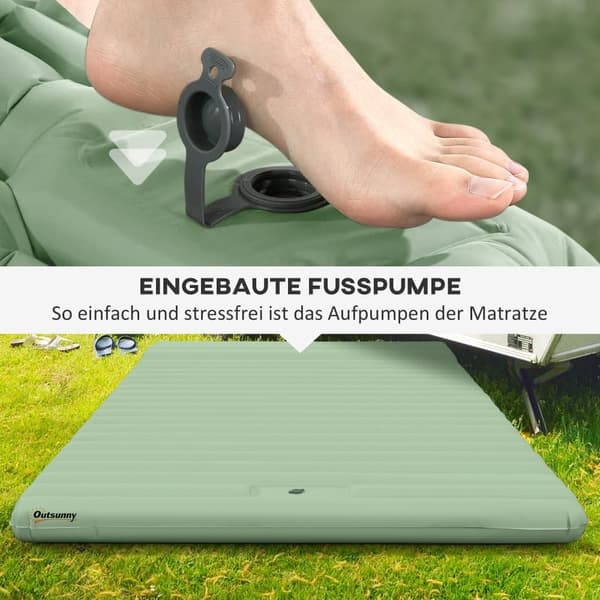 Campingluftmadrass, 200x135x10 cm, Grön