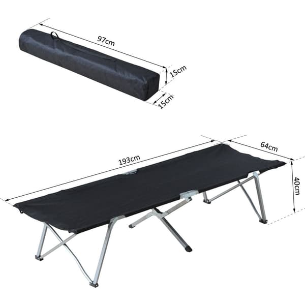 Camping Säng, 193x64x40 cm, Svart