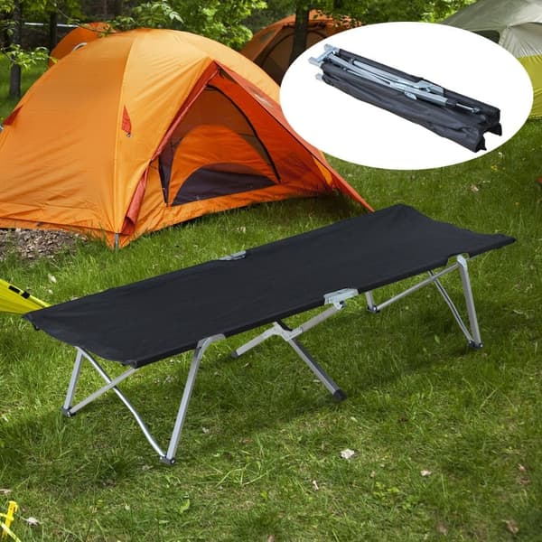 Camping Säng, 193x64x40 cm, Svart