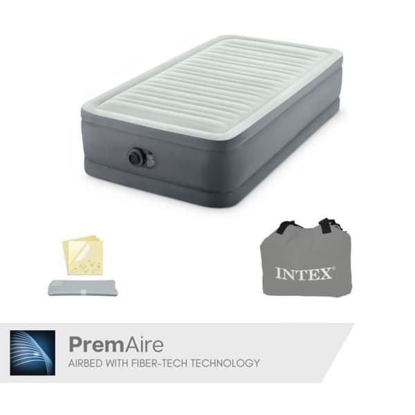 Intex PremAire I uppblåsbar madrass - 1 person - 99x191x46 cm - Grå