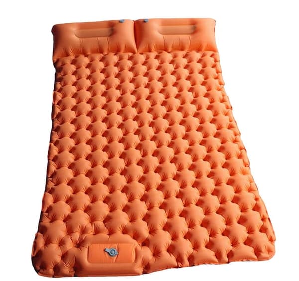 Lollanda Dobbelt Campingmadras 196x125 cm, Oppustelig Madras – Fodpumpe, Orange