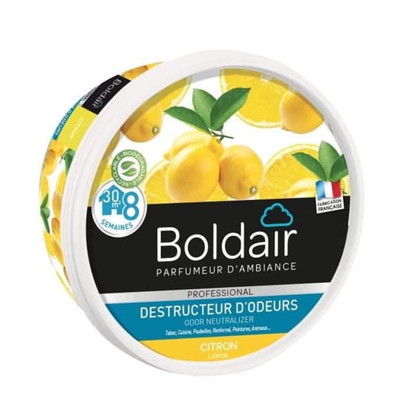 BOLDAIR - Citronluktförstörande gel - Neutraliserar lukter - parfymer - varaktighet 8 veckor - 300g - Tillverkad i Frankrike