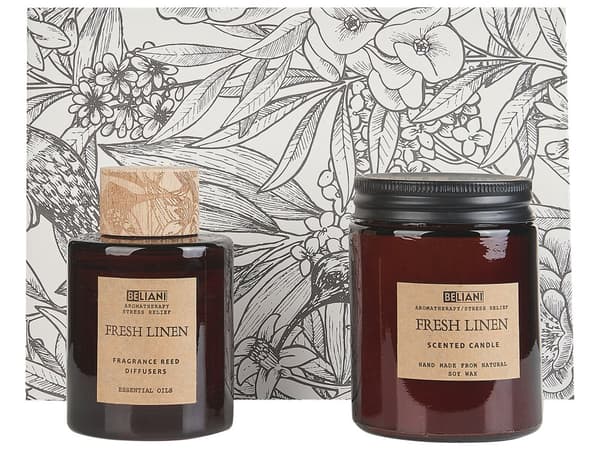Doftset med doftljus och doftspridare Doftpinnar 100% sojavax Bomullsveke Glas Fräsch Linne Orientalisk