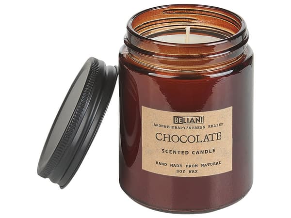 Sett med duftlys og duftpinner Sjokolade 100% soyavoks Bomullsveke Glassbeholder Duftsett Tilbehør Dekorasjon Stearinlys