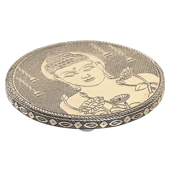 Holder DKD Home Decor Ø 10 cm Træ Aluminium Buddha Araber