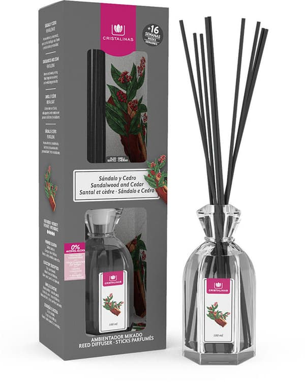 Cristalinas Mikado Air Freshener 0% Sandalwood-Cedar 180 ml