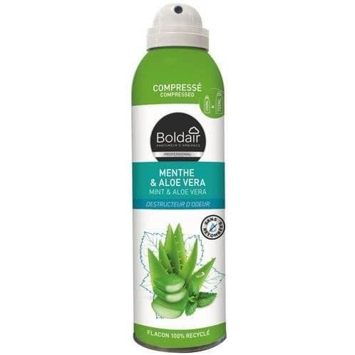 BOLDAIR - Luktförstörare och parfymörer - Komprimerat format - Doft av mynta och aloe vera -250 ML - Fransk tillverkning