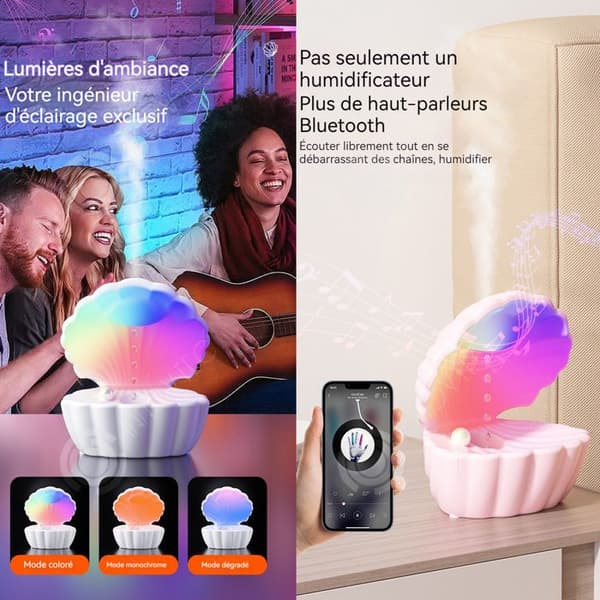 INN Luftfuktare 18,5x16,5x20cm 550ml bluetooth 5,3 aromspridare bluetooth högtalarfunktion och 3 ljuslägen