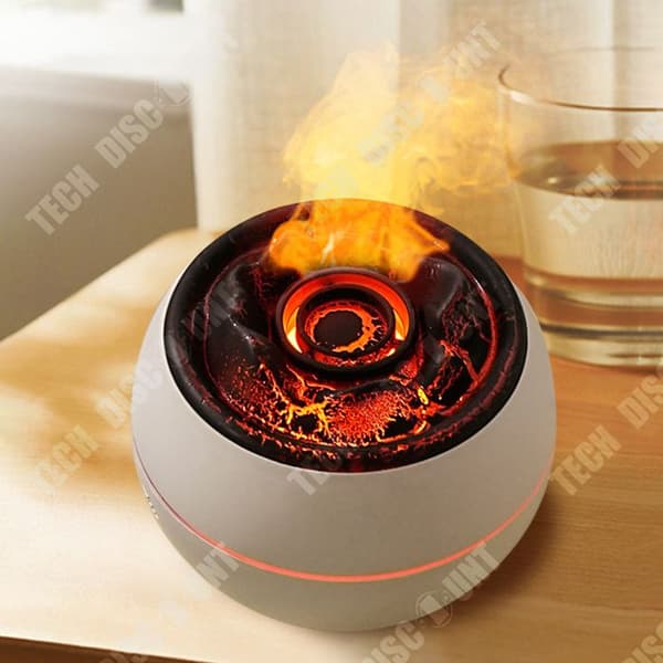 TD Flame Aromaterapidiffusor Hemma Sovrum Vulkan Luftfuktare Skrivbord Tyst Ambient Ljus Luftrengörande Aromaterapidiffusor