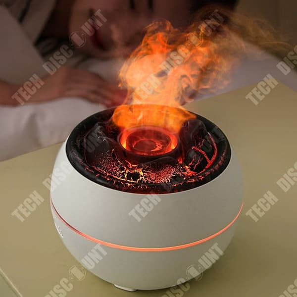TD Flame Aromaterapidiffusor Hemma Sovrum Vulkan Luftfuktare Skrivbord Tyst Ambient Ljus Luftrengörande Aromaterapidiffusor